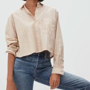 NWT Everlane The Silky Cotton Way-Short Shirt in golden brown/white size medium